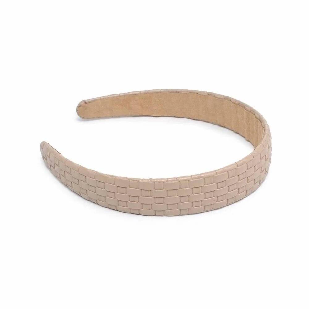 NEW URBAN EXPRESSIONS women's embossed woven vegan leather headband in natural